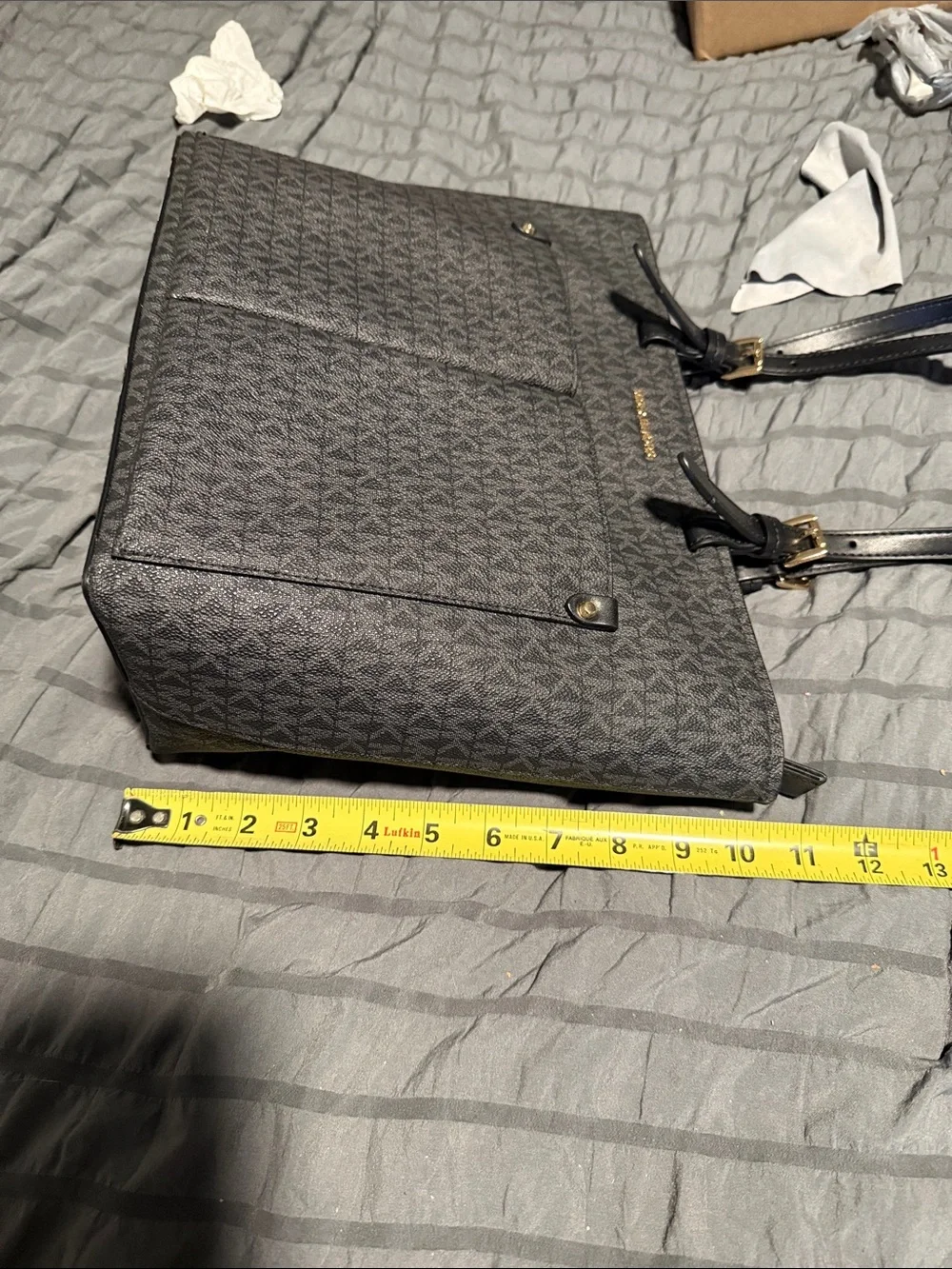 Michael Kors Black Logo Tote with Gold Hardware